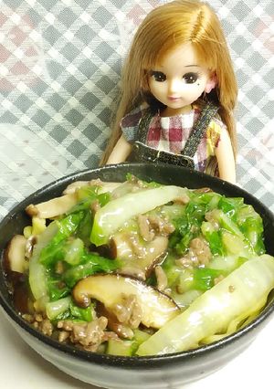 リカちゃん♡白菜椎茸ひき肉あんかけ麺♪-レシピのメイン写真