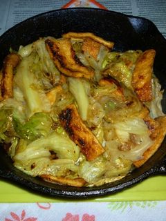 京揚げカリカリ焼きレタスのアヒージョ炒め-レシピのメイン写真