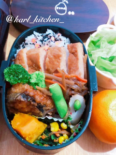 簡単照焼きチキン弁当金平牛蒡サラダ付覚書-レシピのメイン写真