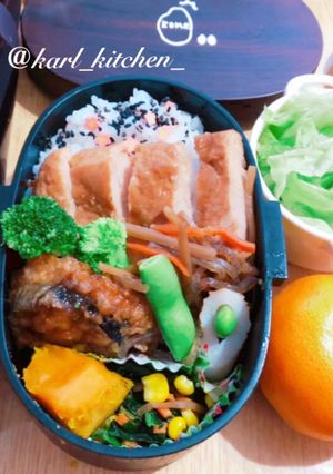 簡単照焼きチキン弁当金平牛蒡サラダ付覚書-レシピのメイン写真