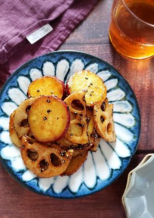 さつまいもとれんこんのバター甘辛からめ-レシピのメイン写真