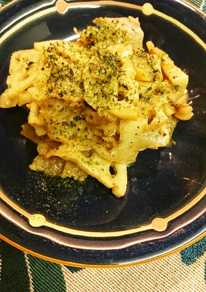 大根の皮と豚バラ蓮根炒め煮-レシピのメイン写真