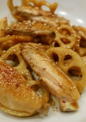 鶏手羽中とレンコンの甘酢炒め-レシピのメイン写真