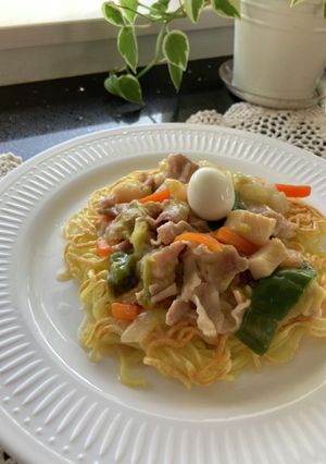 ホットクックかたあげ焼きそばの八宝菜がけ-レシピのメイン写真