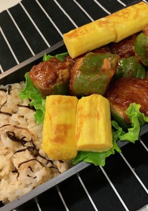 肉詰めピーマン弁当　2020/11/17-レシピのメイン写真