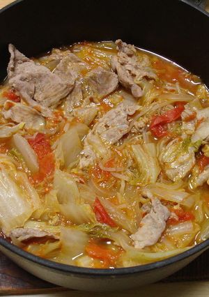 白菜と豚肉の蒸し煮_トマト風味-レシピのメイン写真