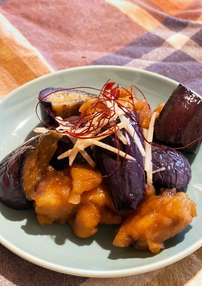 揚げ鶏と揚げナスの酢醤油和え-レシピのメイン写真
