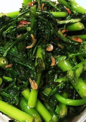 春菊と小エビのゴマ油炒め-レシピのメイン写真