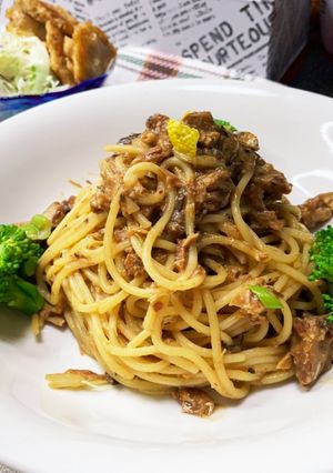鯖の味噌煮缶パスタ-レシピのメイン写真