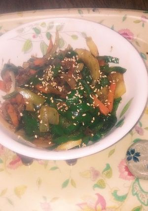 ピーマンと人参と玉ねぎのめんつゆ煮-レシピのメイン写真