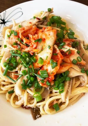 きのこと明太子とキムチのパスタ♪-レシピのメイン写真