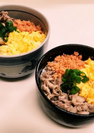 簡単！美味しい☆豚こまで三色丼♪-レシピのメイン写真