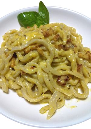 手打ちパスタでカルボナーラ-レシピのメイン写真