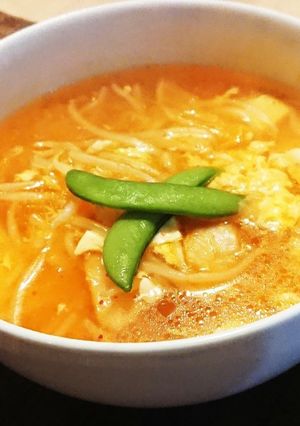 豆腐とキムチの極ウマ鍋★5分★ふわとろ卵-レシピのメイン写真