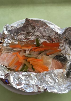 【保育園給食】鮭のホイル焼き-レシピのメイン写真