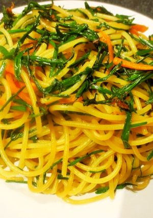 ノビル（ニラ）の中華風パスタ-レシピのメイン写真