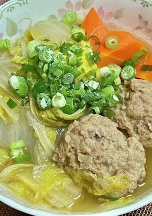 肉団子と白菜のあっさり煮・ごま油風味-レシピのメイン写真