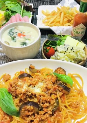 パスタメインのディナーメニュー洋風ご飯-レシピのメイン写真