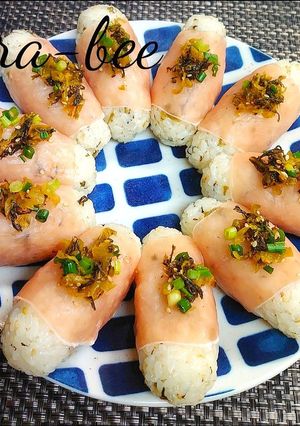 めちゃウマ♪高菜チーズ生ハムおにぎり-レシピのメイン写真