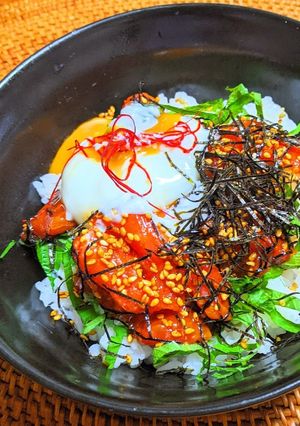 温玉のせサーモンの韓国風漬け丼-レシピのメイン写真