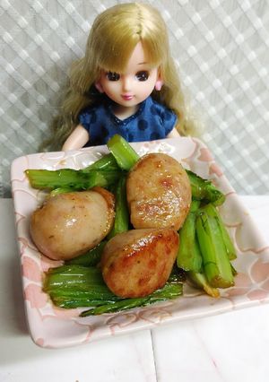 リカちゃん♡わさび菜とウィンナー炒めꕤ*-レシピのメイン写真