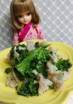 リカちゃん♡わさび菜と豚肉の甘酢炒め✤*-レシピのメイン写真