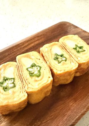 お星様オクラとチーズ卵焼き(お弁当)-レシピのメイン写真