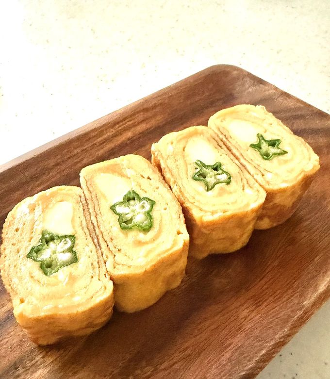 お星様オクラとチーズ卵焼き(お弁当)-レシピのメイン写真