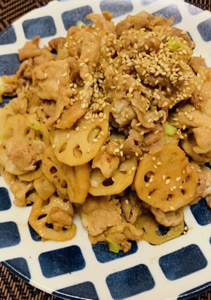 豚肉とれんこんのネギぽん炒め-レシピのメイン写真
