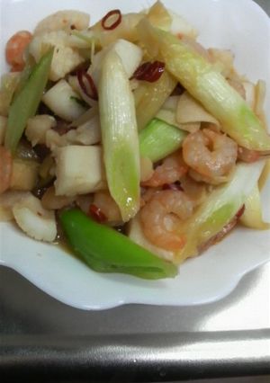 シーフードミックスとねぎの炒め物-レシピのメイン写真