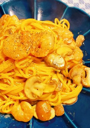 絶品！海老のウニ醤油クリームパスタ-レシピのメイン写真