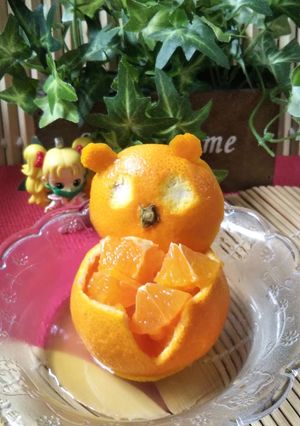 【みかん】でくまさん♪自粛生活マスク必須-レシピのメイン写真