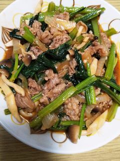 牛肉と小松菜の甘辛炒め-レシピのメイン写真
