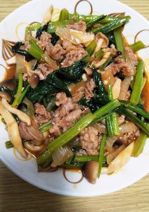 牛肉と小松菜の甘辛炒め-レシピのメイン写真