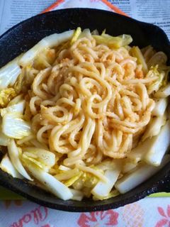 白菜のアヒージョ炒め+明太焼きうどん-レシピのメイン写真