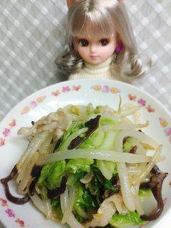 リカちゃん♡唐揚げ粉で白菜もやし野菜炒め-レシピのメイン写真