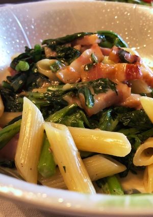 春菊とベーコンのクリームパスタ-レシピのメイン写真