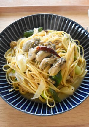 カキのオイル漬けと下仁田ねぎのパスタ-レシピのメイン写真