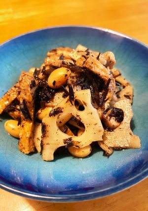 レンコン入り、ひじきと大豆の煮物-レシピのメイン写真