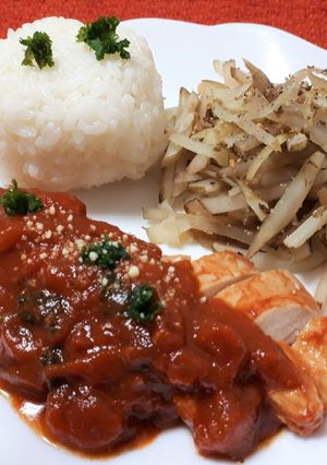 湯煎でやわらかジューシー！鶏のトマト煮-レシピのメイン写真