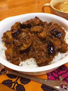 市販ルーで簡単!茄子玉ねぎのキーマカレー-レシピのメイン写真