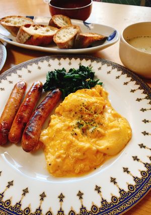 朝食！白だしでふわとろスクランブルエッグ-レシピのメイン写真