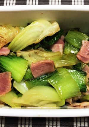青梗菜とベーコンの炒め-レシピのメイン写真