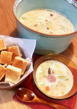 朝食パンにピッタリ☆白菜のミルクスープ-レシピのメイン写真