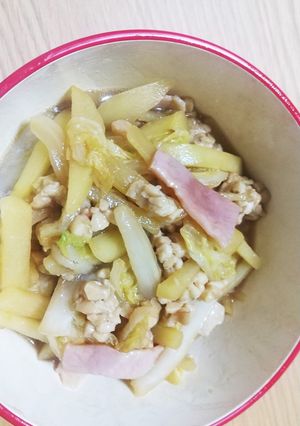 白菜ジャガイモ炒めの納豆和え☆-レシピのメイン写真