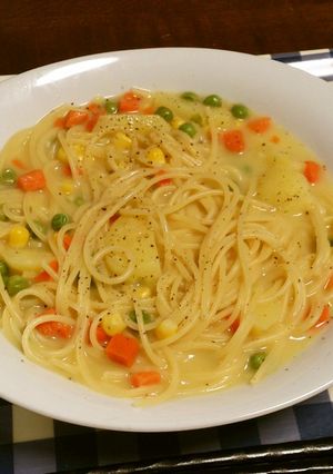 簡単ずるっ子wインスタントスープでパスタ-レシピのメイン写真