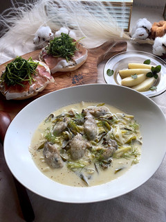 牡蠣とねぎのミルク煮込み-レシピのメイン写真