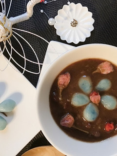 新春♪桜もちもち カラフル白玉ぜんざい-レシピのメイン写真