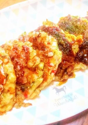 もちもち麦でヘルシーな小さなお好み焼き-レシピのメイン写真