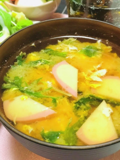 水菜と卵とかまぼこのお味噌汁-レシピのメイン写真